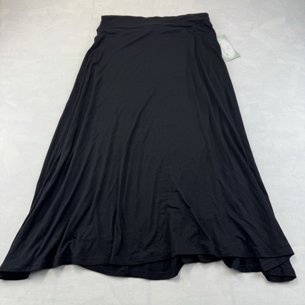Keren Hart Black Maxi Skirt Women's Medium Flowy A-Line Stretch Knit NWT